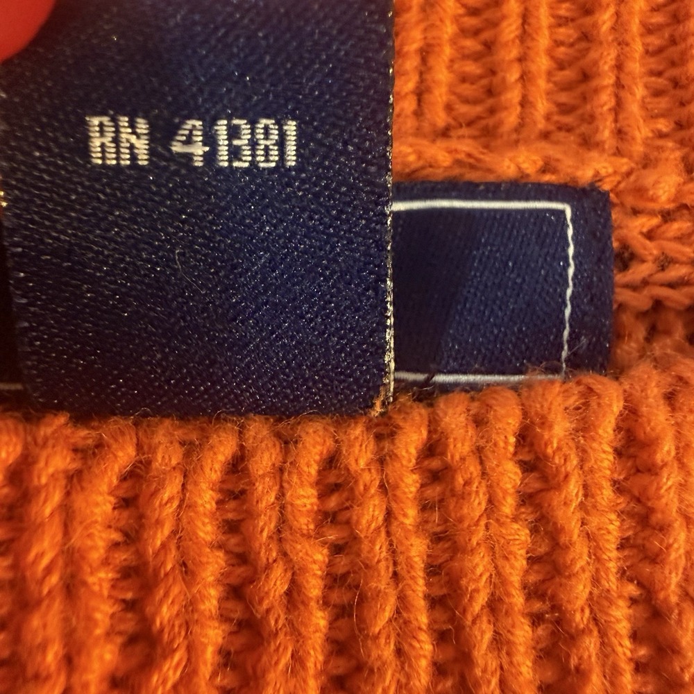 Chaps Denim XL Orange Linen Cotton Cable Knit Boat Neck Sweater Women's Fall - Picture 5 of 9